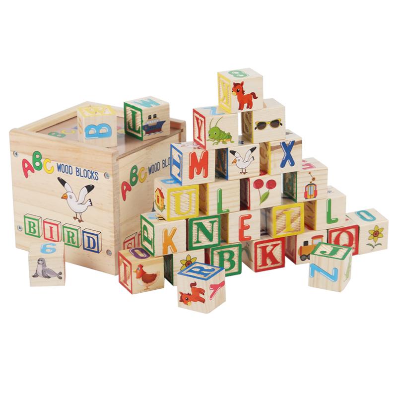 ABC blocks set with wooden storage box