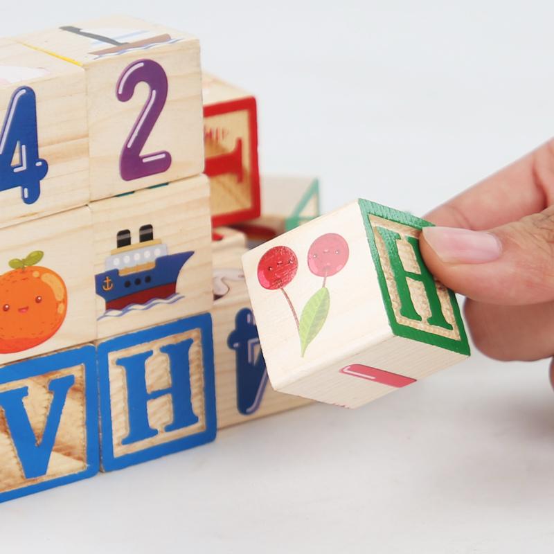 Hand holding a wooden alphabet block